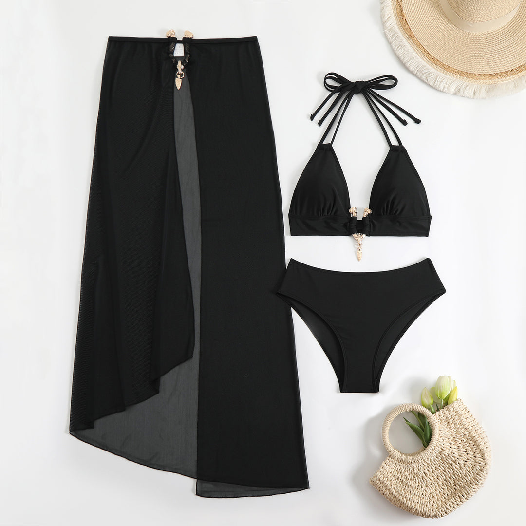 Damen Bikini-Set mit schickem Wickelrock und raffiniertem Halterneck R&B
