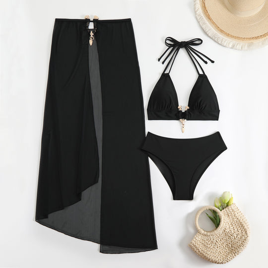 Damen Bikini-Set mit schickem Wickelrock und raffiniertem Halterneck R&B