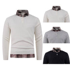 Herren Pullover mit integriertem Hemdkragen und Knopfdetails R&B