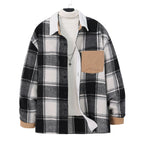 Herren Baumwoll-Flanelljacke mit kariertem Muster und Taschen