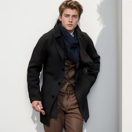 Herren lässiger Dufflecoat mit schickem Stehkragen und praktischen Taschen R&B