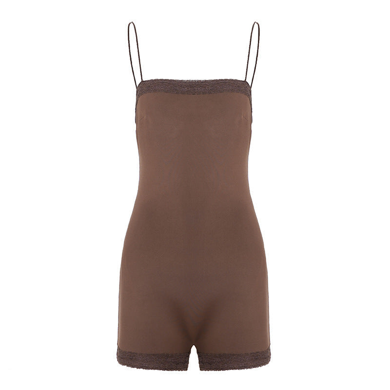 Damen ärmelloser Body mit Spitzenverzierungen R&B