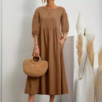 Damen Freizeitmaxikleid mit luftigen Ärmeln und seitlichen Taschen R&B