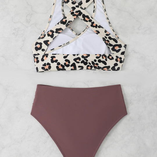 Damen Sportlicher Bikini-Set mit modischem Leo-Design R&B