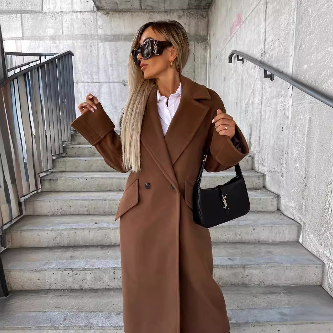 Damen Eleganter Oversized-Wollmantel R&B