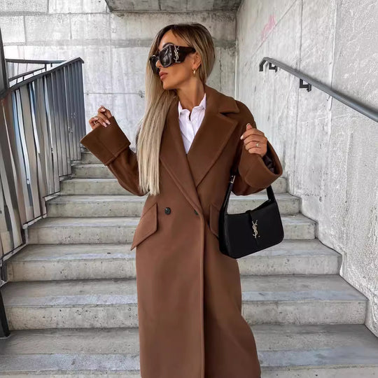 Damen Eleganter Oversized-Wollmantel R&B