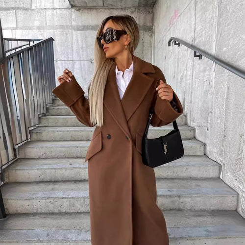Damen Eleganter Oversized-Wollmantel R&B