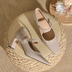 Damen elegante Pumps mit modischem Riemen und komfortablem Blockabsatz