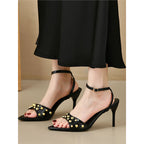 Damen elegante Slingback Sandalen mit zierlicher Perlenverzierung R&B