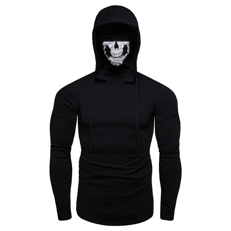 Herren Langarmshirt mit Kapuze und einzigartigem Totenkopfdesign