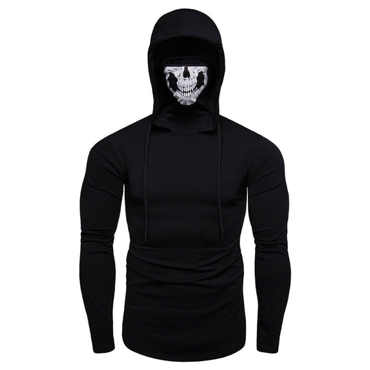 Herren Langarmshirt mit Kapuze und einzigartigem Totenkopfdesign R&B