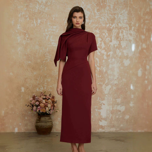 Damen Elegantes Abendkleid mit schulterfreiem Design und raffinierten Drapierungen R&B