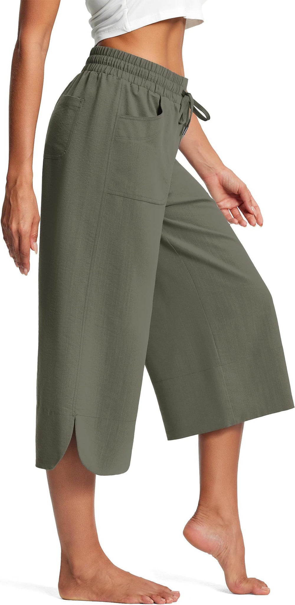 Damen bequeme Culotte mit elastischem Bund und praktischen Taschen R&B