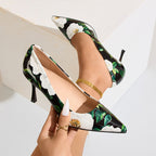 Damen elegante spitze Pumps mit floralem Design und zierlichem Absatz R&B