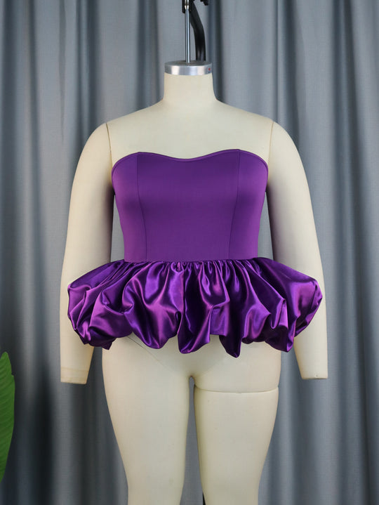 Damen Trendy Bustier mit Rüschenabschluss R&B