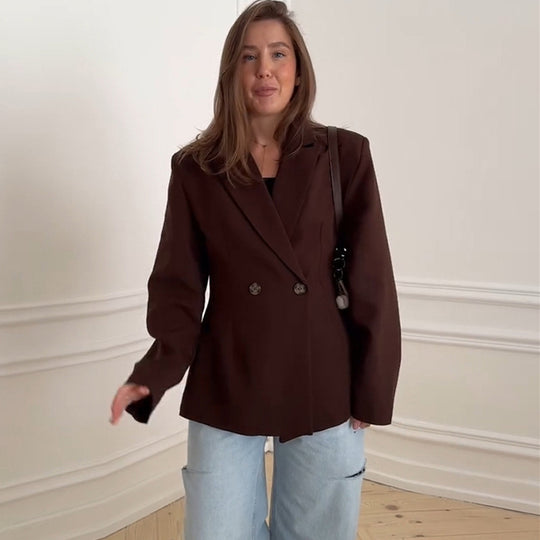 Damen eleganter Oversize-Blazer mit doppelter Knopfleiste R&B