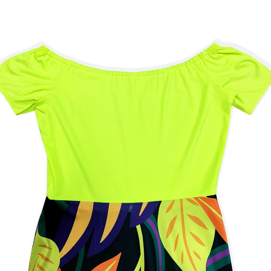 Damen Off-Shoulder Maxikleid mit floralem Design und elastischem Taillenband R&B