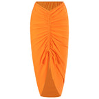 Damen Einteiler Badeanzug mit asymmetrischem Schnitt und modischem Wickelrock R&B