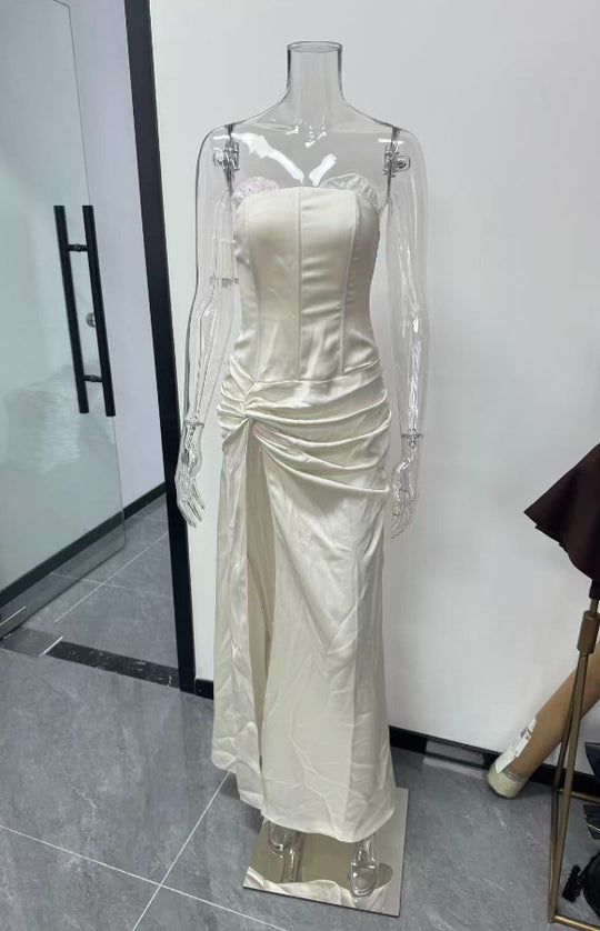 Damen Elegantes langes Abendkleid mit raffiniertem Drapierungsdesign R&B