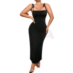 Damen Maxikleid mit verstellbaren Spaghettiträgern und elegantem Schnitt R&B