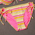 Damen Gestreifter Push-Up-Bikini mit Rüschendetails