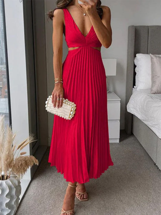 Damen Elegantes Maxikleid mit V-Ausschnitt und raffinierten Drapierungen R&B