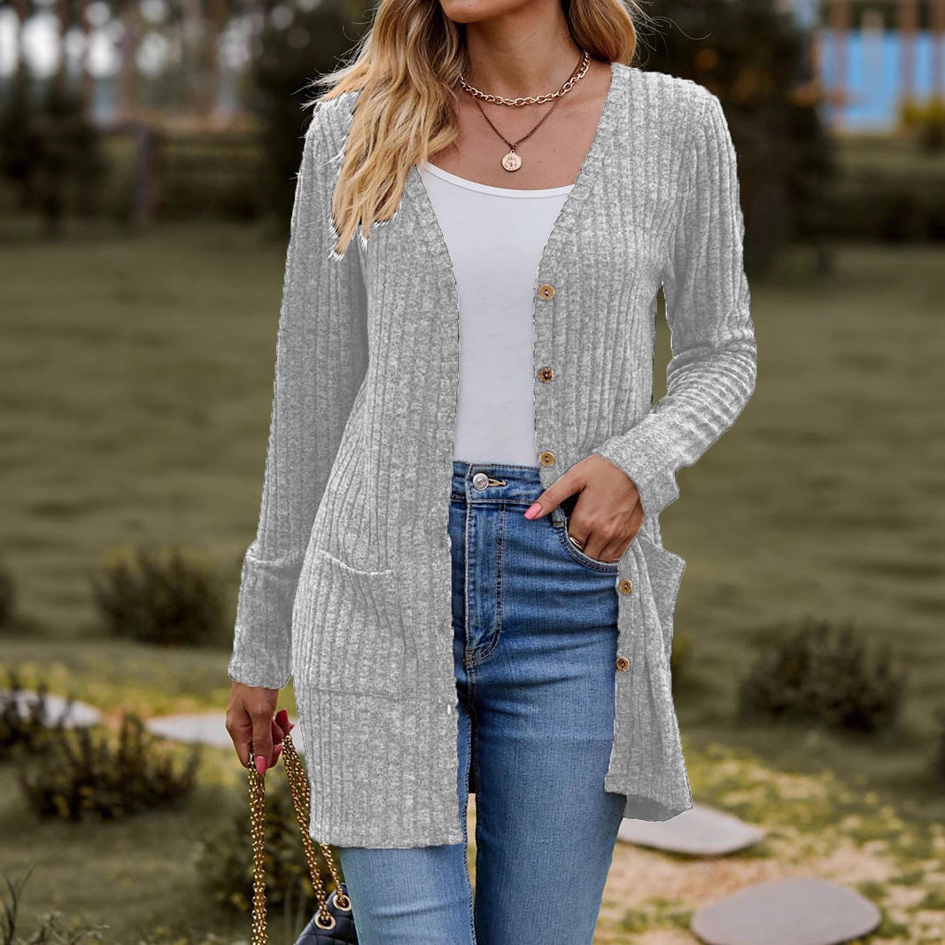 Damen kuschelige Strickjacke mit praktischen Taschen und modischem Rippdesign R&B