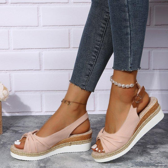 Damen Wedge-Sandaletten mit dekorativem Knoten-Design R&B