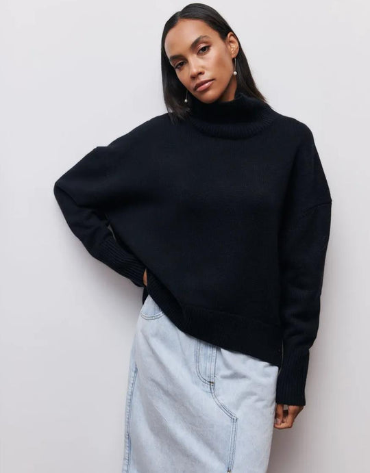 Damen Oversized Rollkragenpullover aus weichem Strick R&B