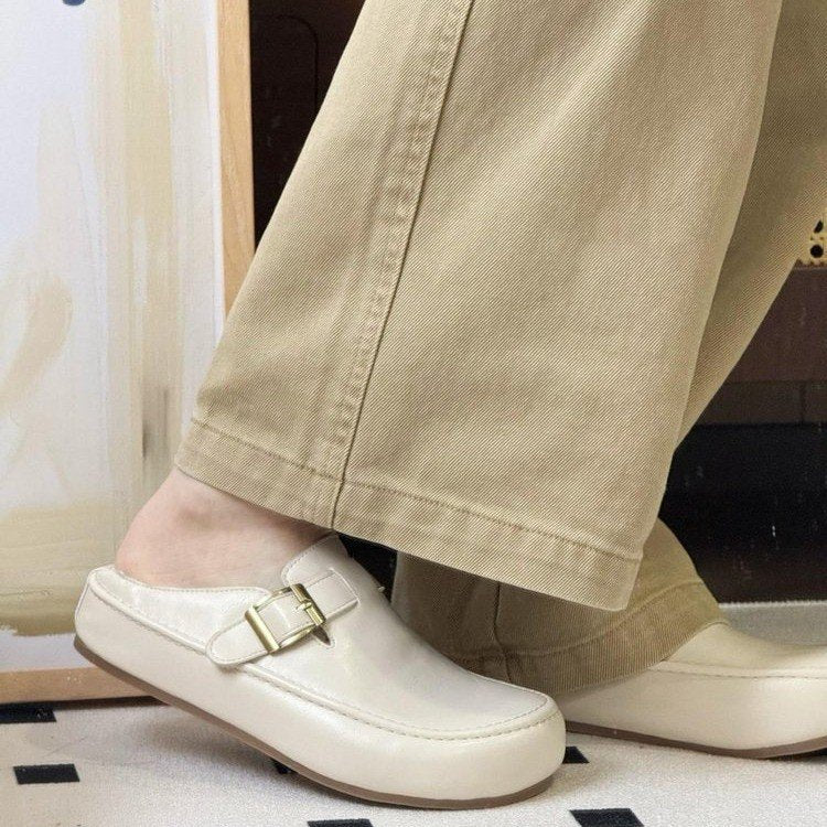 Damen stilvolle Clogs mit modischem Schnallenverschluss und hochwertigen Materialien R&B