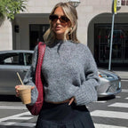 Damen kuscheliger Strickpullover mit weitem Schnitt und Struktur R&B