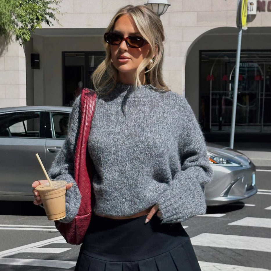 Damen kuscheliger Strickpullover mit weitem Schnitt und Struktur R&B
