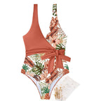 Damen Einteiliger Badeanzug mit lässigem Wickeldesign und floralem Muster R&B