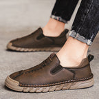 Herren Bequeme Leder Slip-On Schuhe mit elastischem Einschlupfdesign R&B