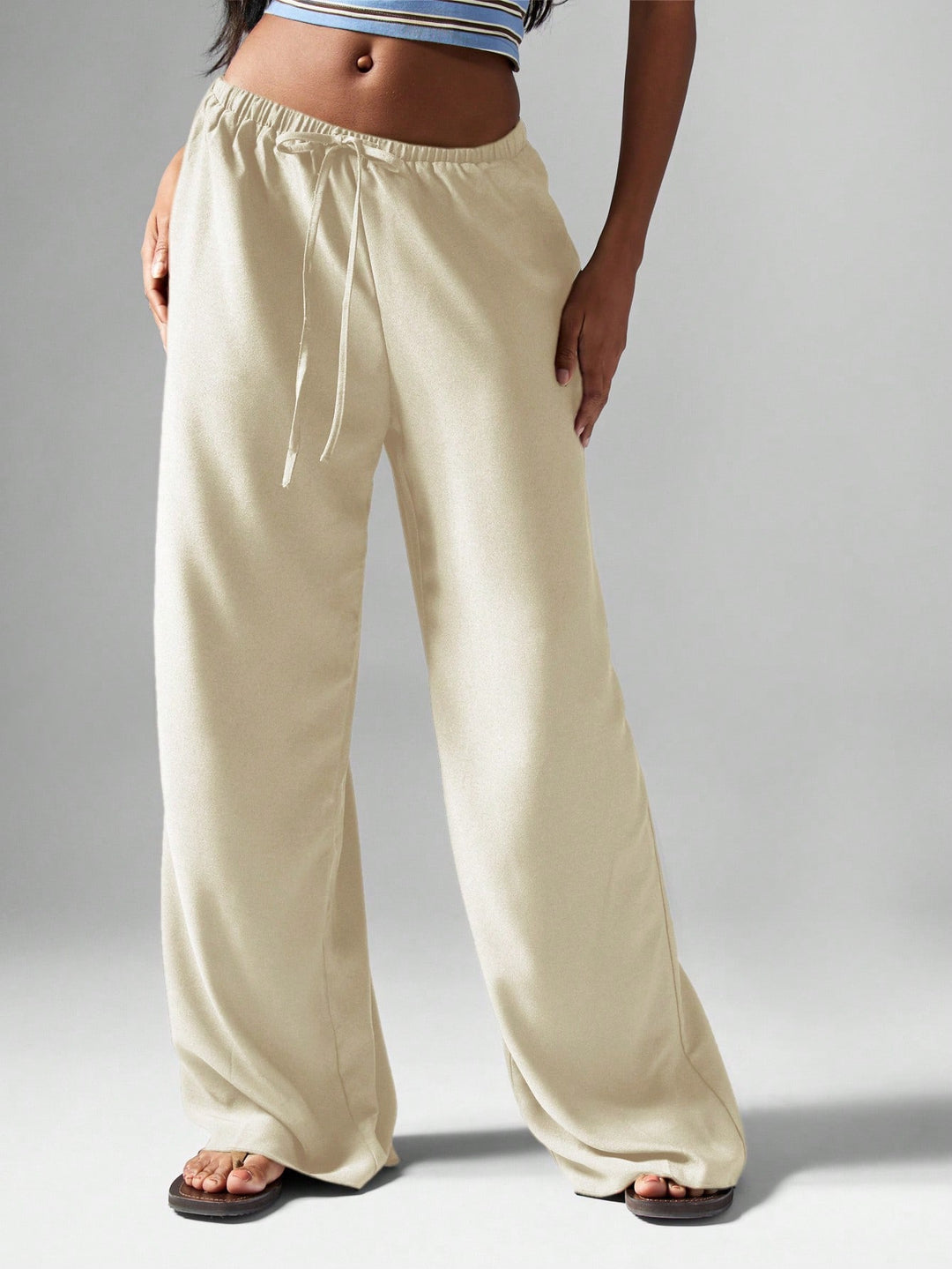 Damen Weit geschnittene Freizeithose mit elastischem Bund und Kordelzug R&B