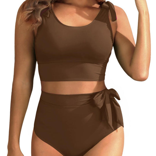 Damen Hochtailliertes Bikini-Set mit knotenverziertem Oberteil R&B