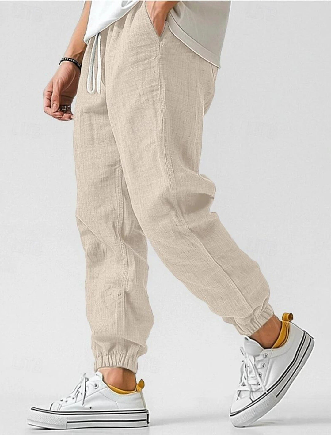 Herren Bequeme Leinenhose mit elastischem Bund und seitlichen Taschen R&B