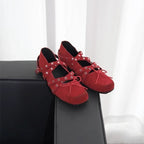 Damen Ballerinas mit elegantem Riemendesign und modischer Schnürung