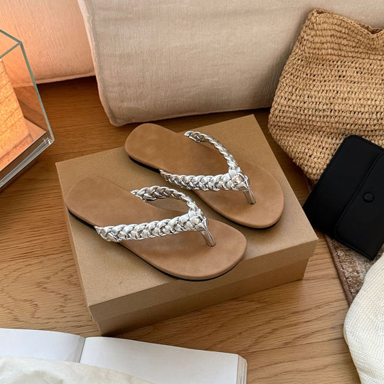 Damen Elegante Badesandalen mit geflochtenem Riemen und rutschfester Sohle R&B