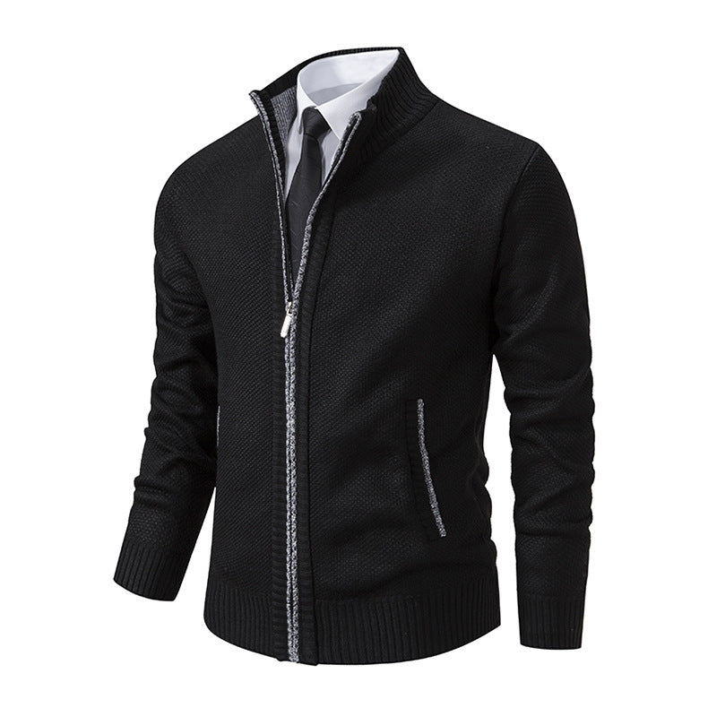 Herren modische Strickjacke mit hohem Kragen und Reißverschluss R&B