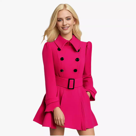Damen eleganter Trenchcoat mit tailliertem Schnitt und dekorativen Knöpfen R&B