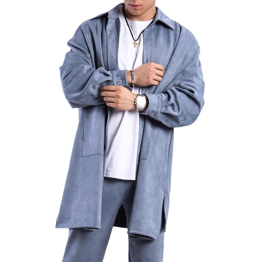 Damen Oversize Hemdenjacke aus weichem Suede mit großen Taschen R&B