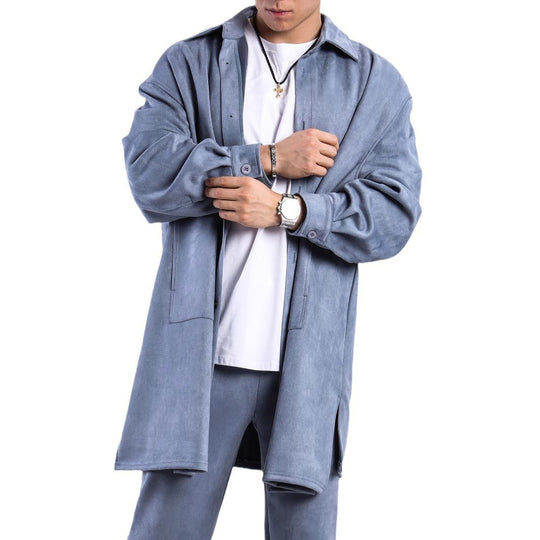 Damen Oversize Hemdenjacke aus weichem Suede mit großen Taschen R&B