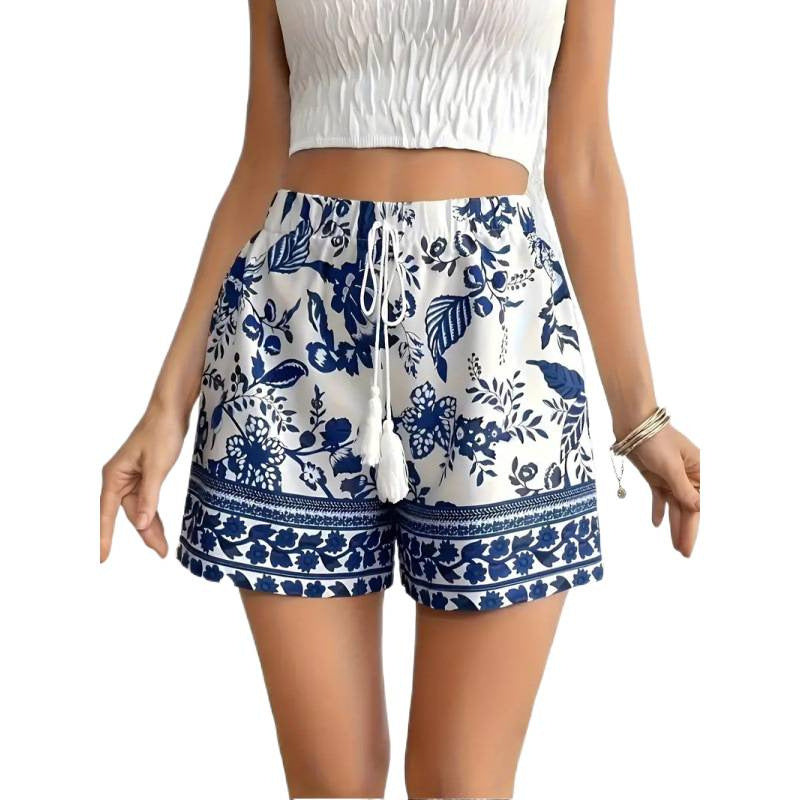 Damen Freizeitshorts mit floralem Muster und elastischem Bund R&B