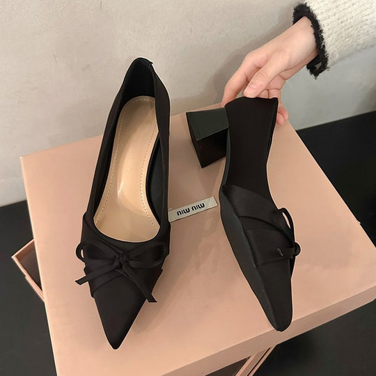 Damen elegante Spitzen High Heels mit dekorativem Schleifenakzent R&B