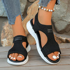 Damen Bequeme Freizeit-Sandalen mit elastischen Riemen und gepolsterter Sohle R&B