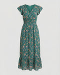 Damen Blumenkleid Maxikleid Boho
