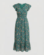 Damen Blumenkleid Maxikleid Boho