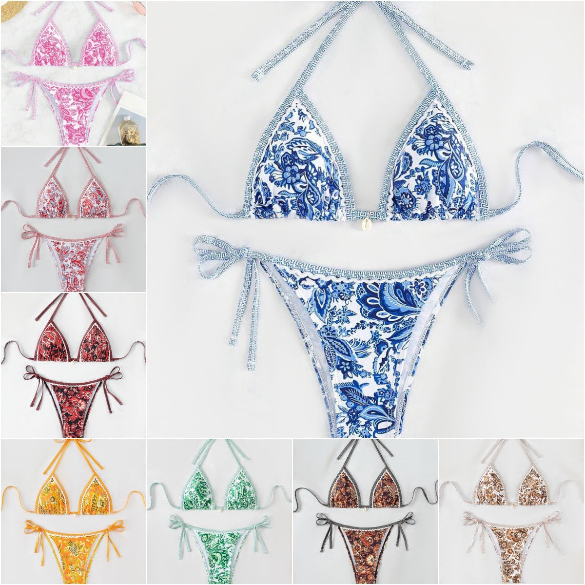 Damen Triangel-Bikini mit stilvollen Goldakzenten R&B