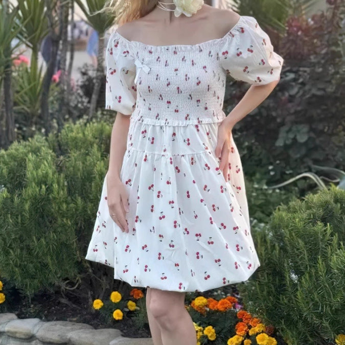 Damen Sommerliches Minikleid mit Puffärmeln und floralem Design R&B